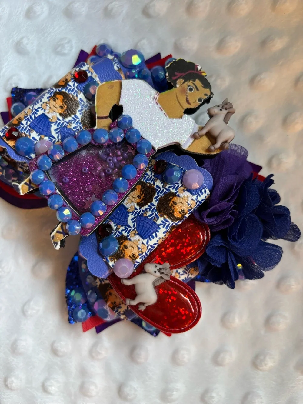 Purple Character Bow Hair Clip for Kids with (Luisa from Encanto)